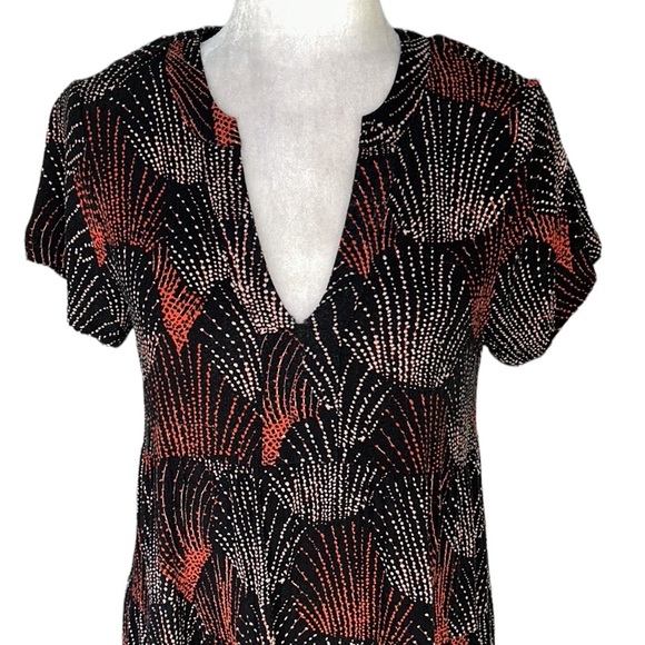 Anthropologie Maeve Tania Black Printed Tiered Rayon Tunic Dress - M - Picture 6 of 15